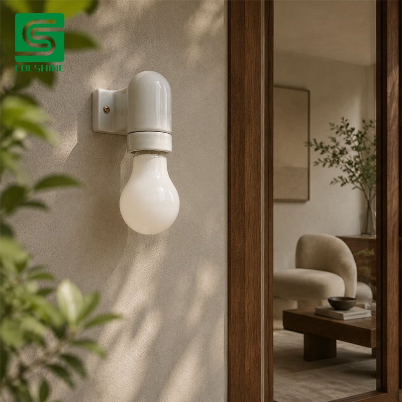 Vintage Style Porcelain E27 Lamp Holder – Durable Ceramic Screw Base for Home, Office & Cafe Lighting