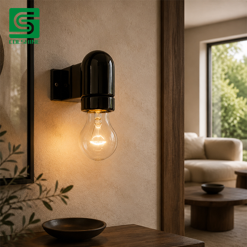 Classic Porcelain E27 Lamp Holder Vintage Ceramic Screw Socket for Home, Office & Cafe Interiors
